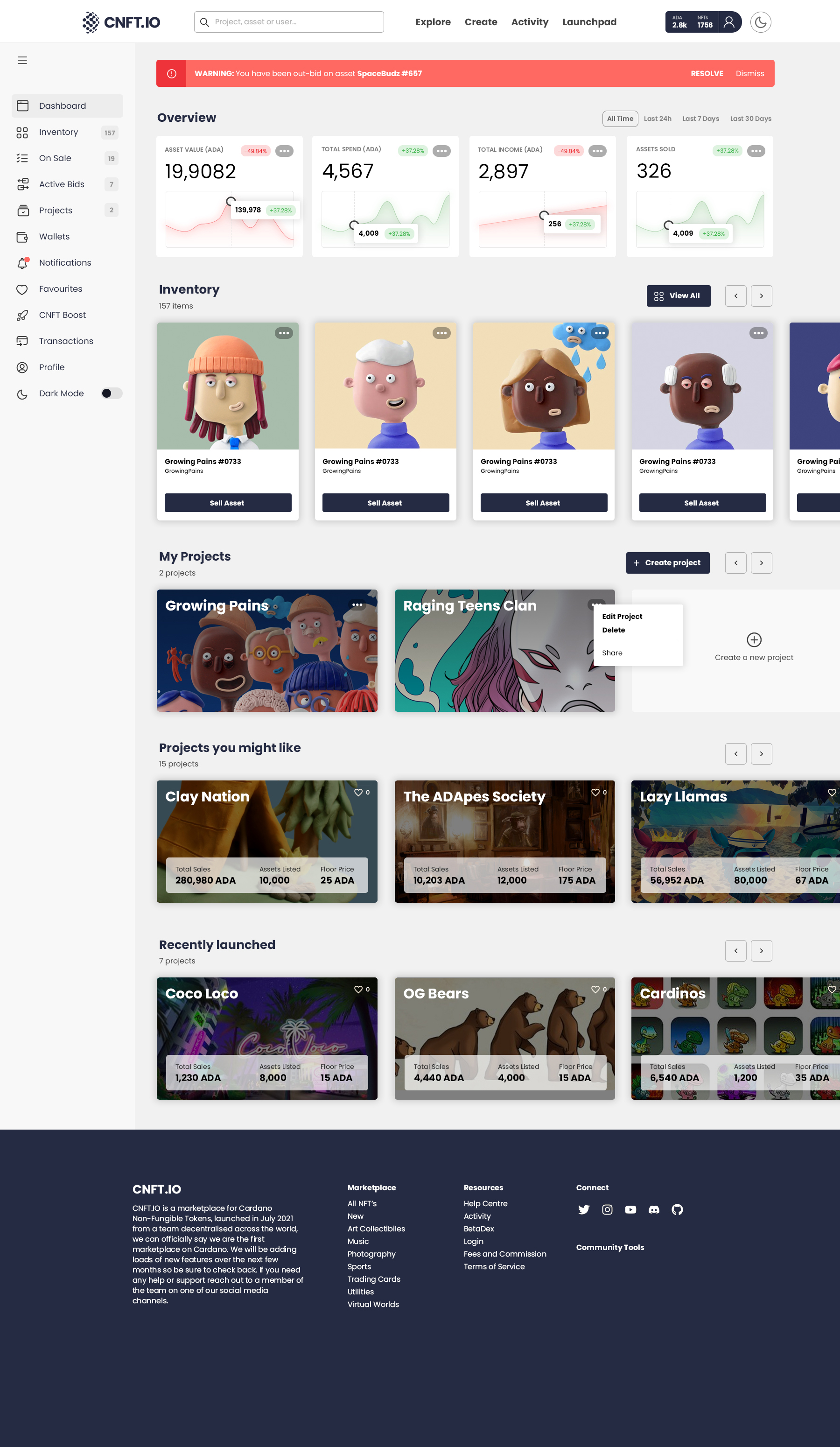 CNFT NFT Marketplace Screen