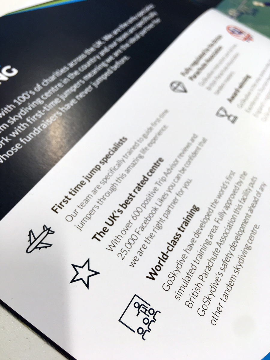 GoSkydive Brochure Closeup