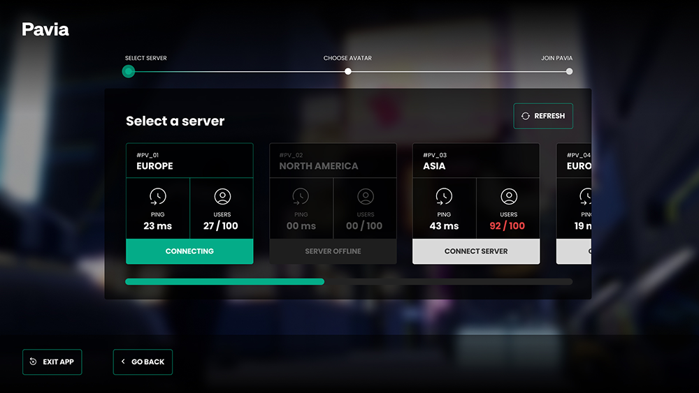 Pavia UI Design Screen
